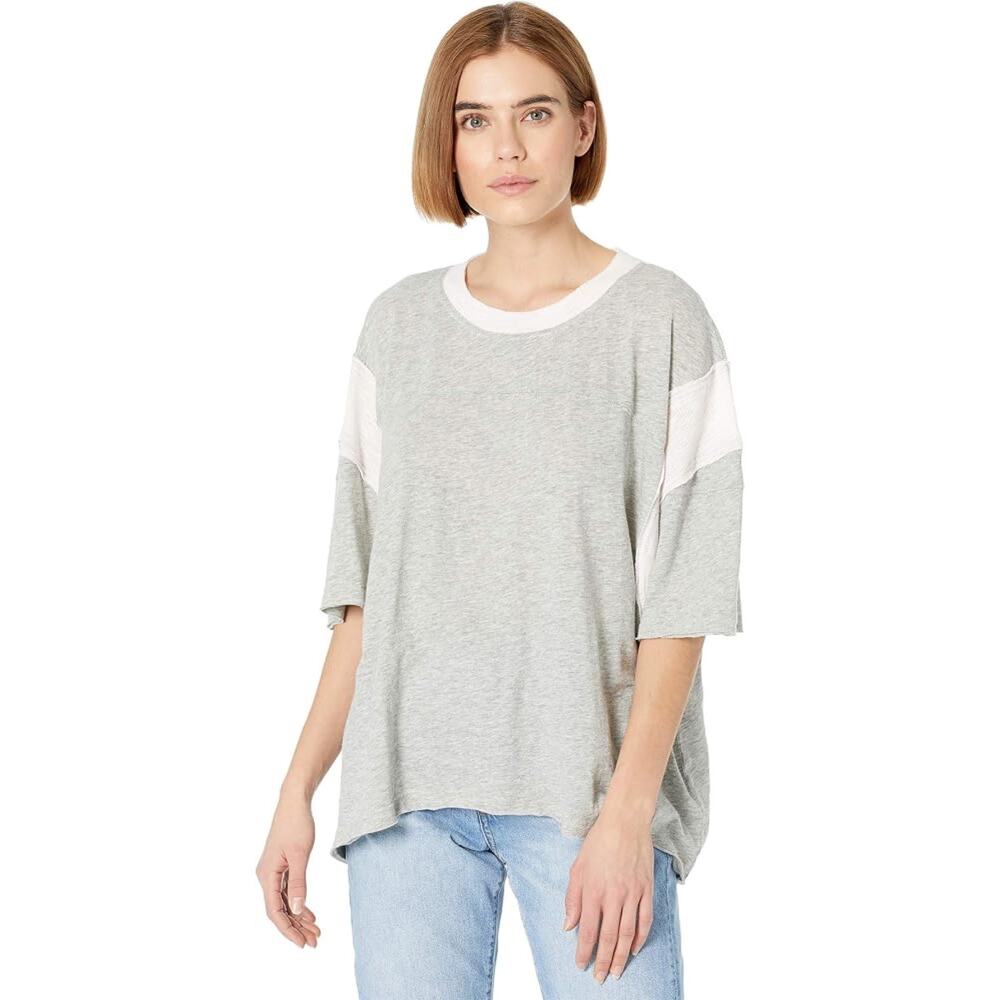 Free People Movement New Kid On The Block Tee Heather Grey/Pink Women's Size S